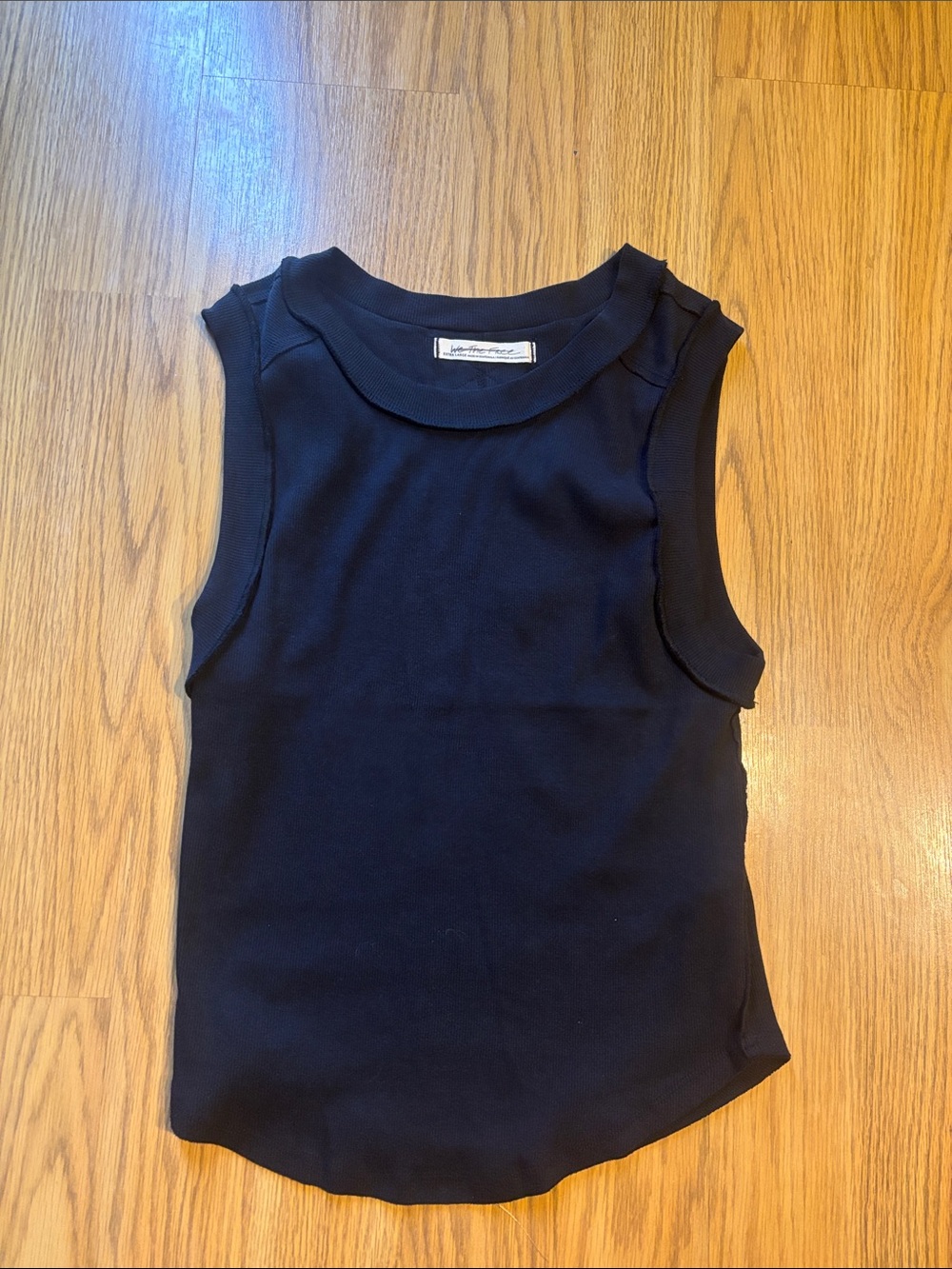 Free People Black Ribbed Tank Top